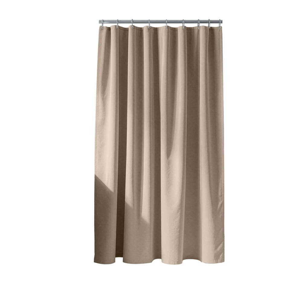 Rideau de douche uni avec crochets polyester taupe 180 x 200