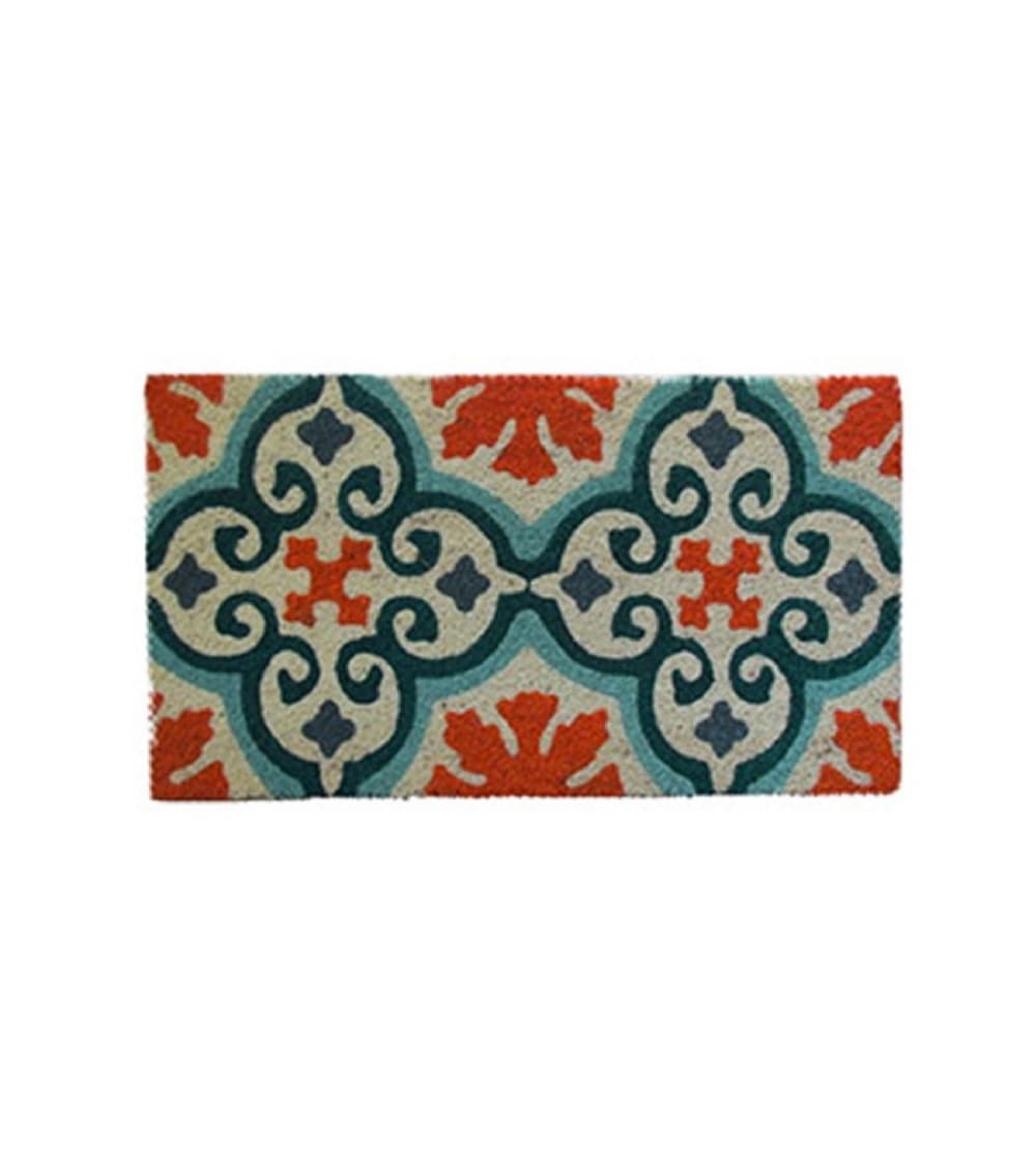 WADIGA Paillasson élégant en coco à motifs multicolores. Dimensions: Longueur 70cm x largeur 40cm - Couleur: Multicolore - Matière: Coco