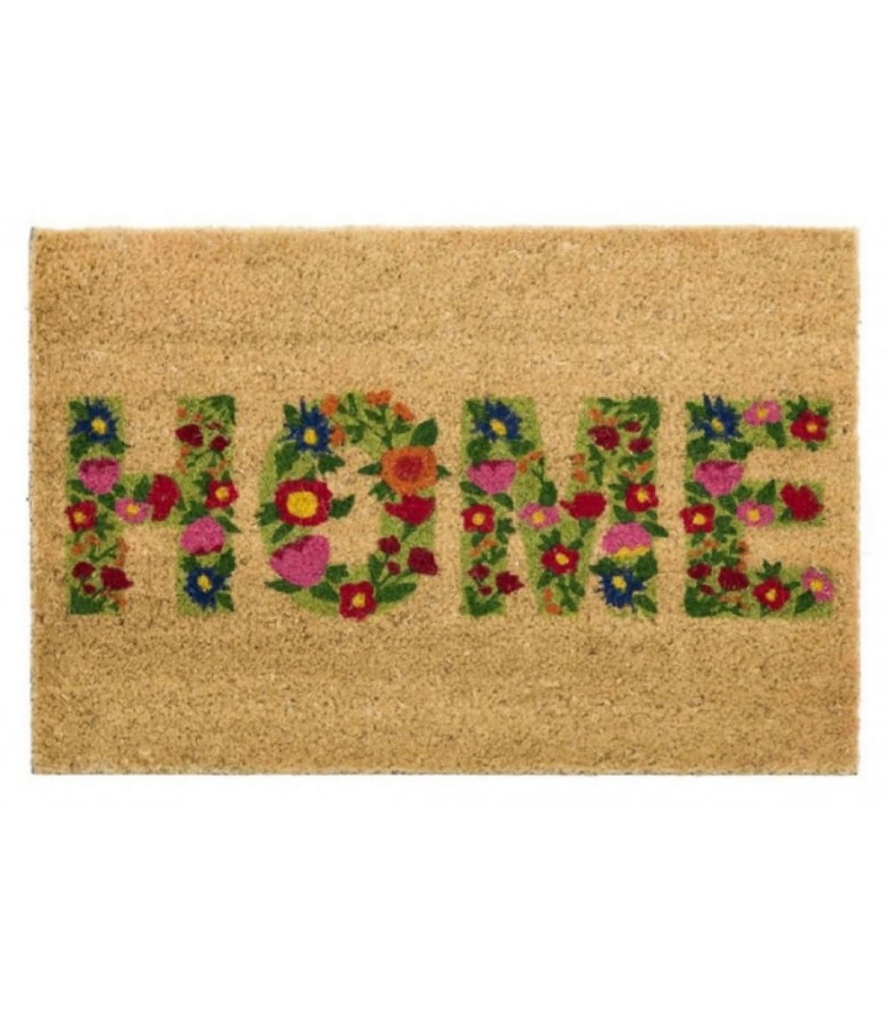 Wadiga Paillasson en coco fleuri 60x40 Multicolore Fibre De Coco