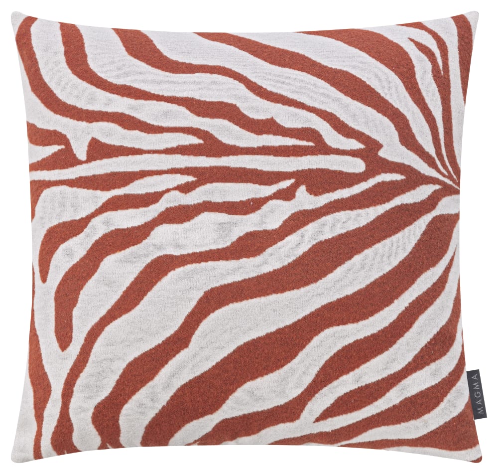 Housse de coussin jacquard motif zébre rouille 50x50