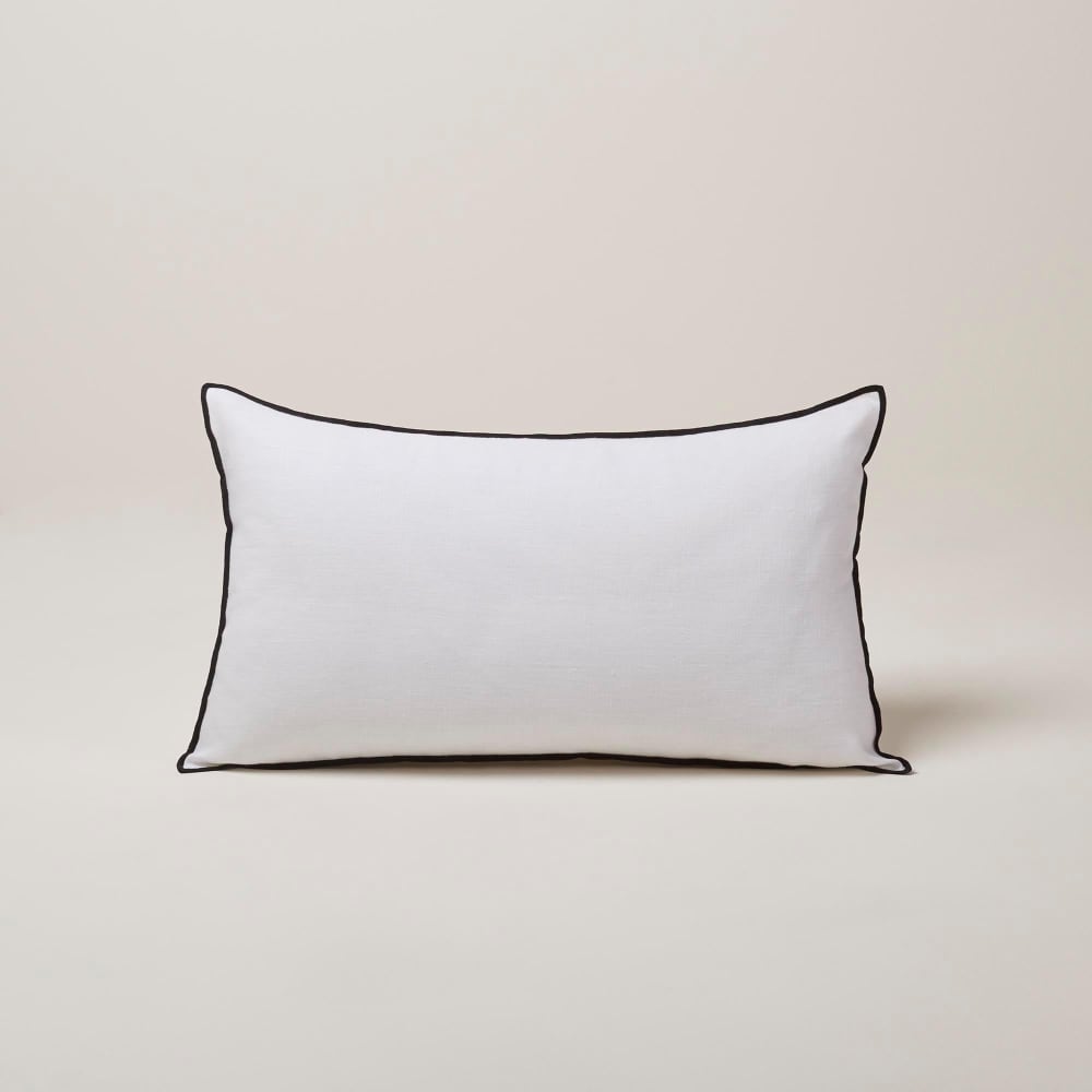 Housse de coussin en lin blanc 28x47 cm Housse de coussin en lin blanc 28x47 cm