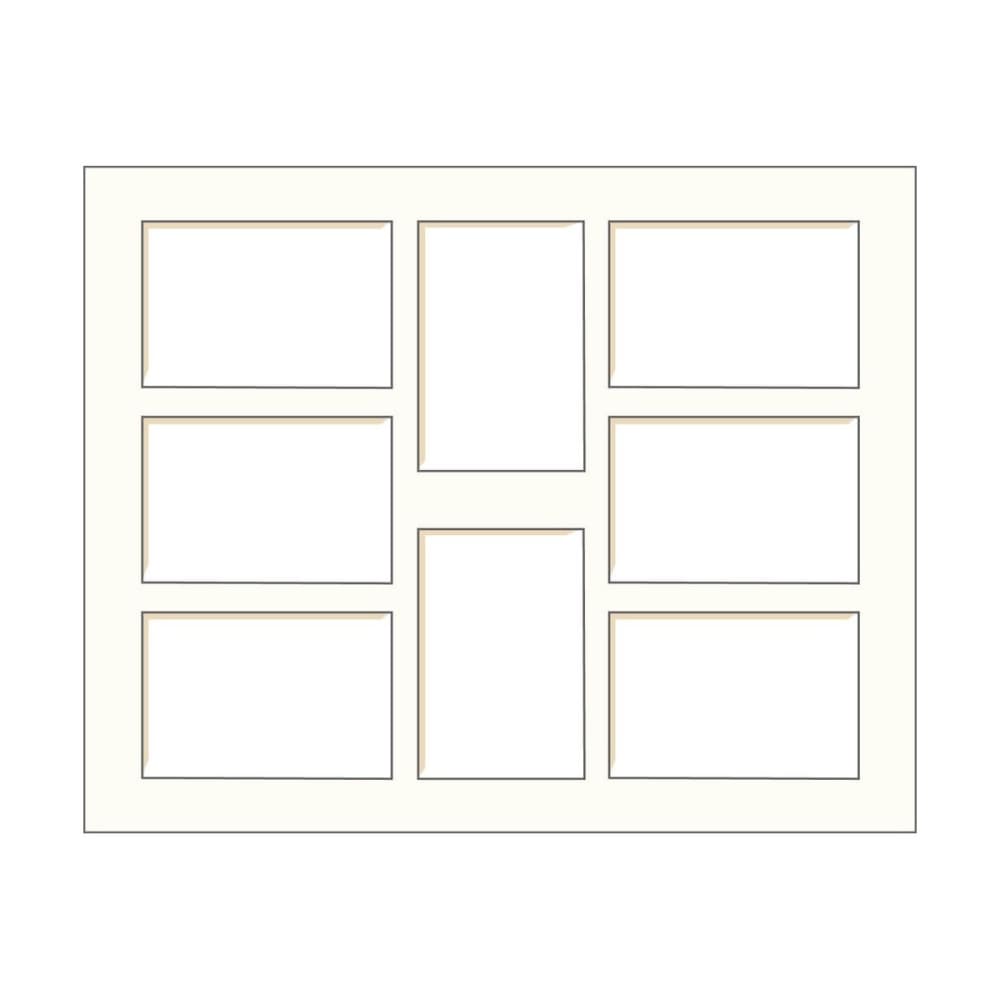 Passe-partout multivues blanc cassé 40x50 cm 8 ouvertures 10x15 cm car