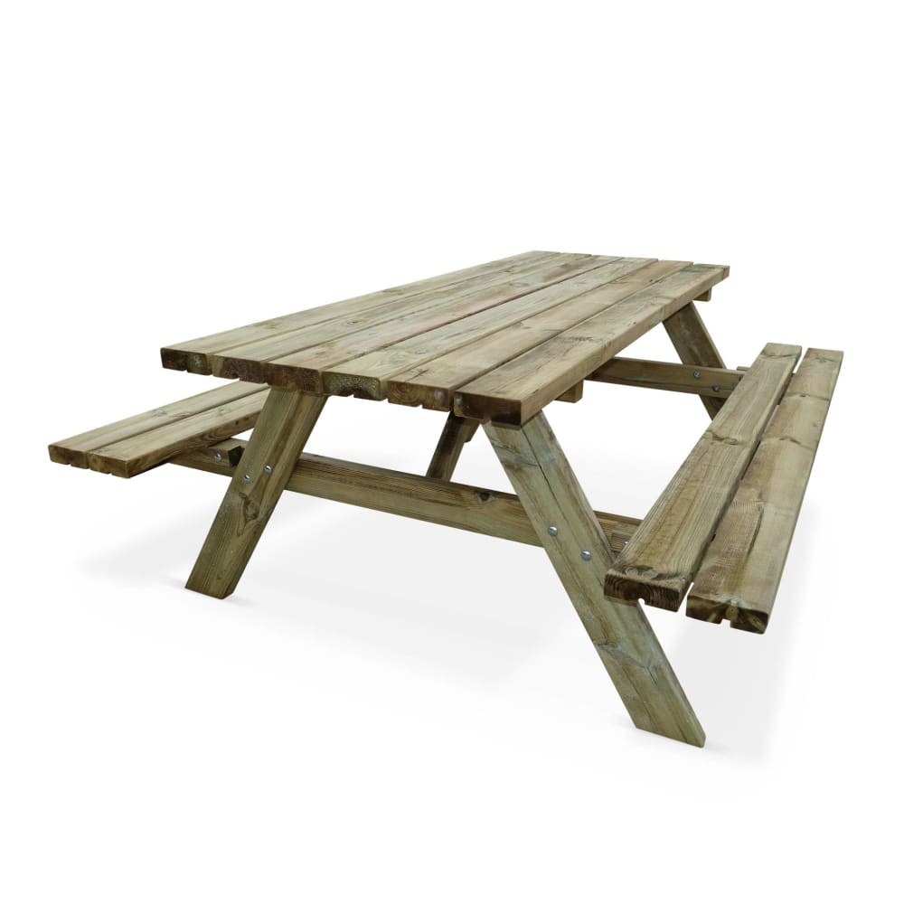 Table de pique nique rectangulaire avec bancs rabattables 6 places - Maisons du Monde