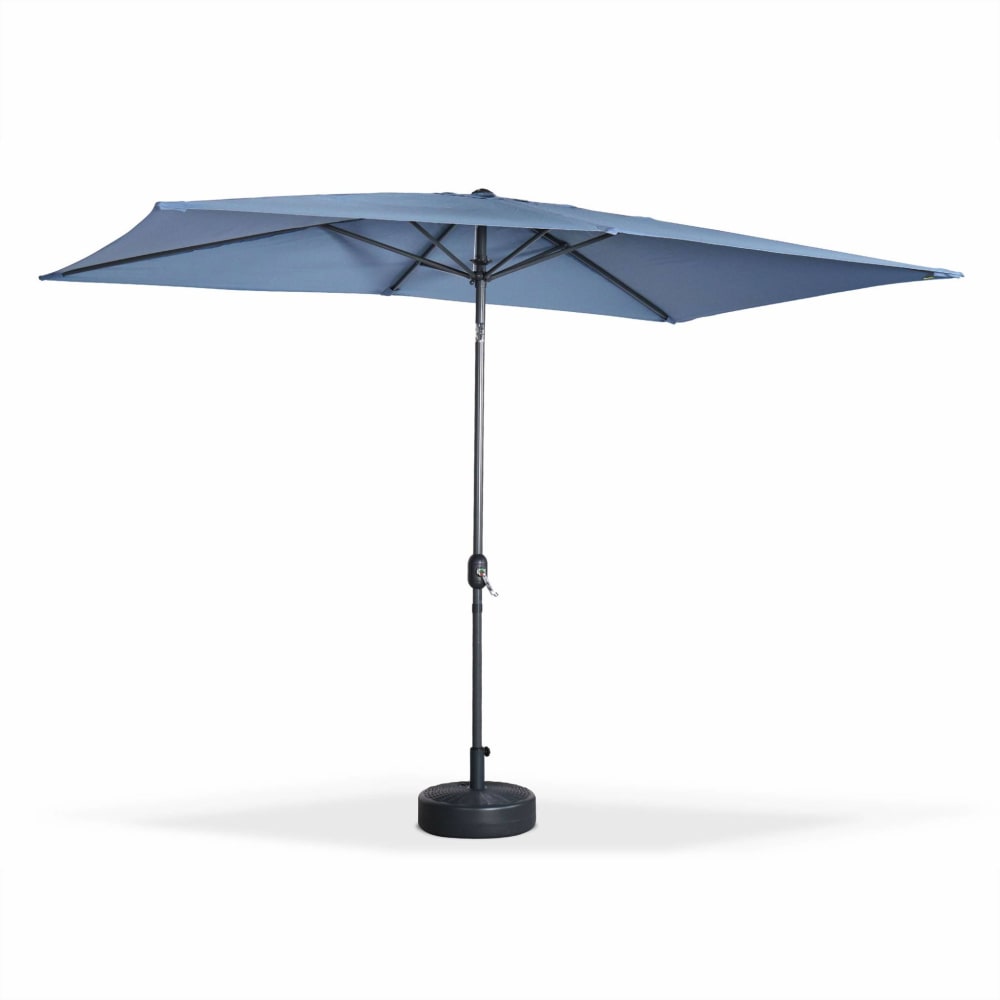 Parasol droit 2x3m rectangulaire en aluminium bleu grisé