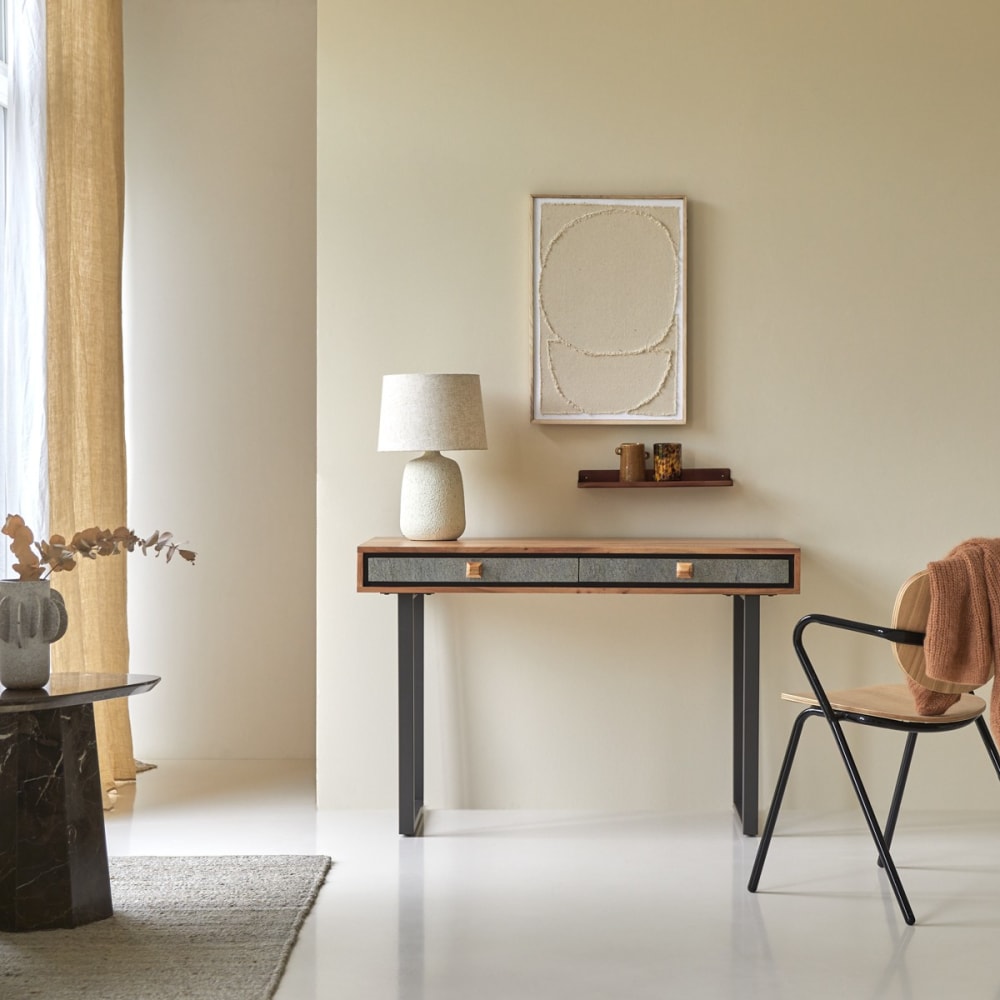 Tikamoon Schreibtisch aus massivem Akazie style modern Beige Holz