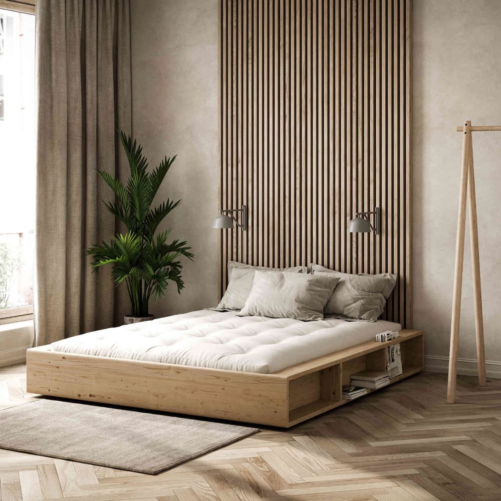 Lit futon ziggy en pin massif avec rangements 180x200 - Maisons du Monde