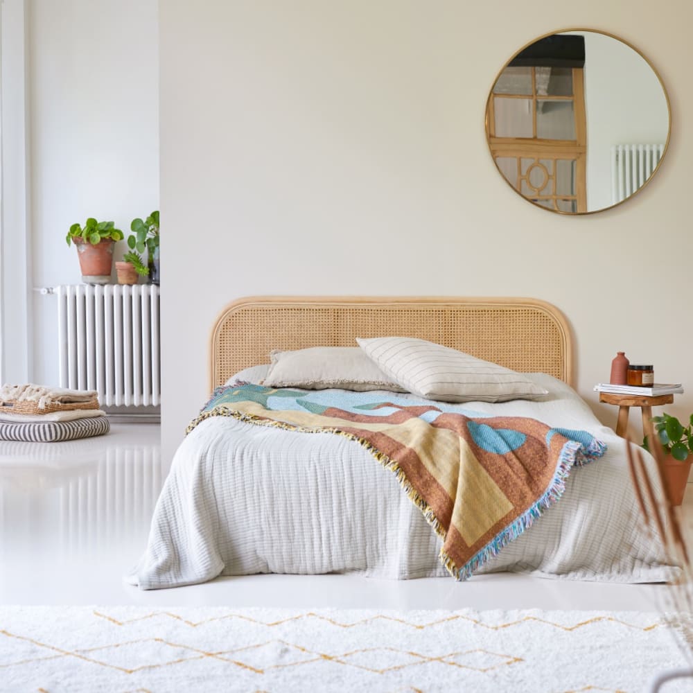 Tikamoon Kopfteil aus Rattan 160 cm style vintage Beige Rattan
