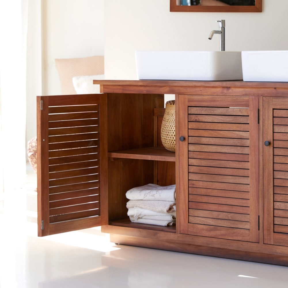 Waschtischunterschrank aus massiver Akazie 130 cm - Maisons Du