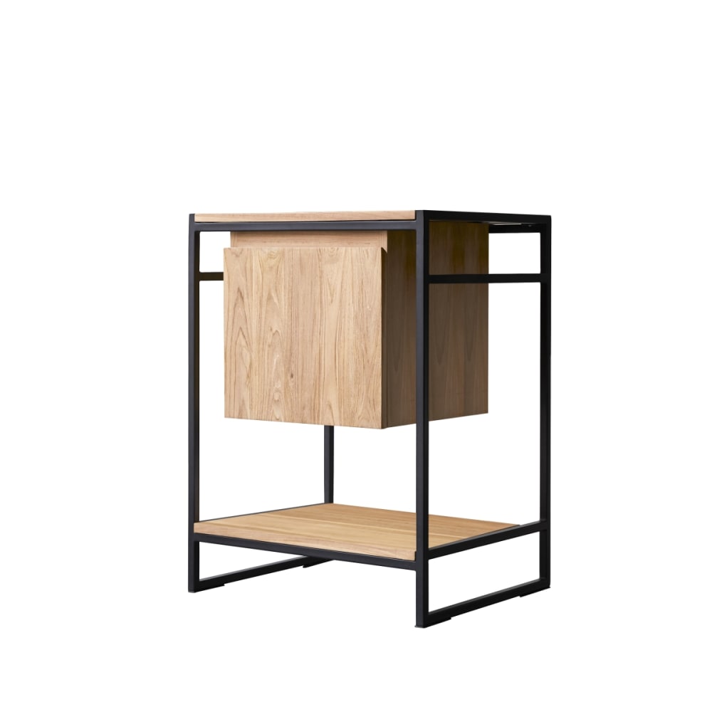 Mueble para lavabo de teca maciza y metal de 60 cm