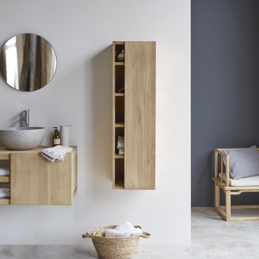Tikamoon Hochschrank aus massivem Teakholz style modern Beige