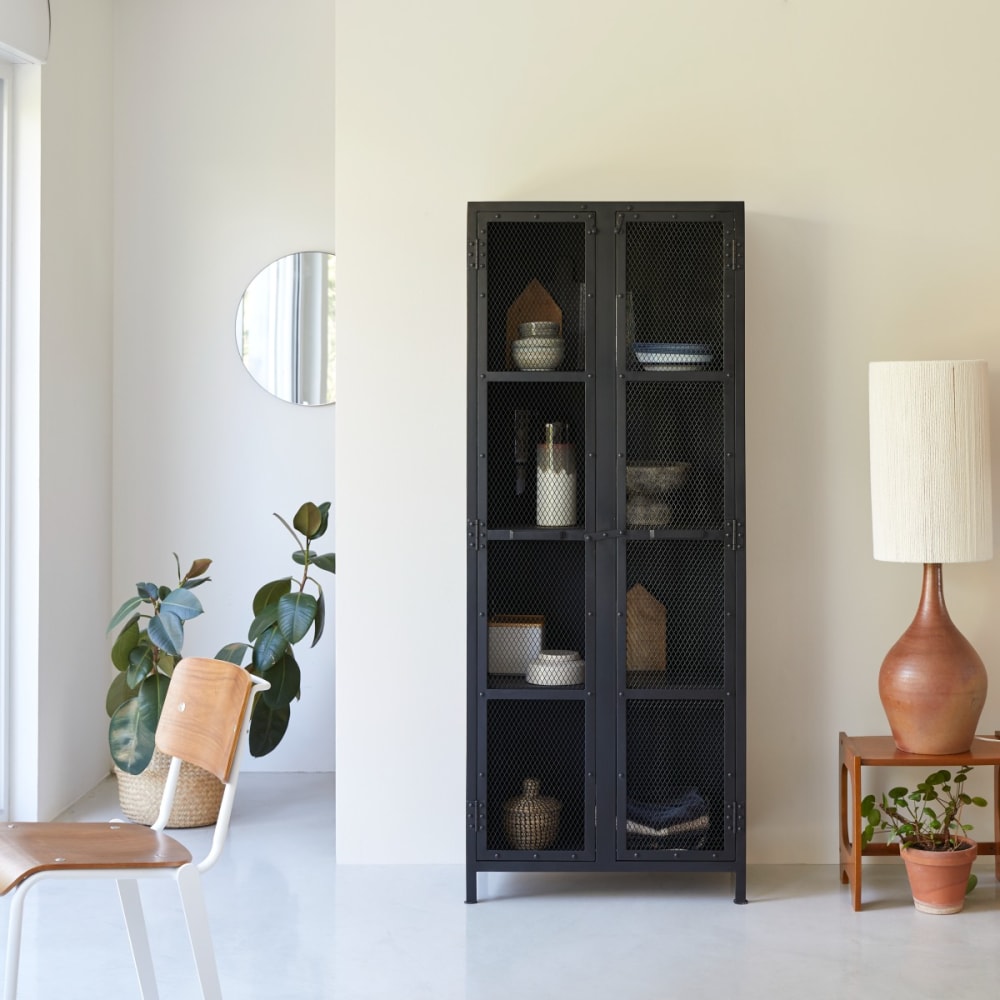 Tikamoon Geschirrschrank aus Metall style industrial Schwarz Metall