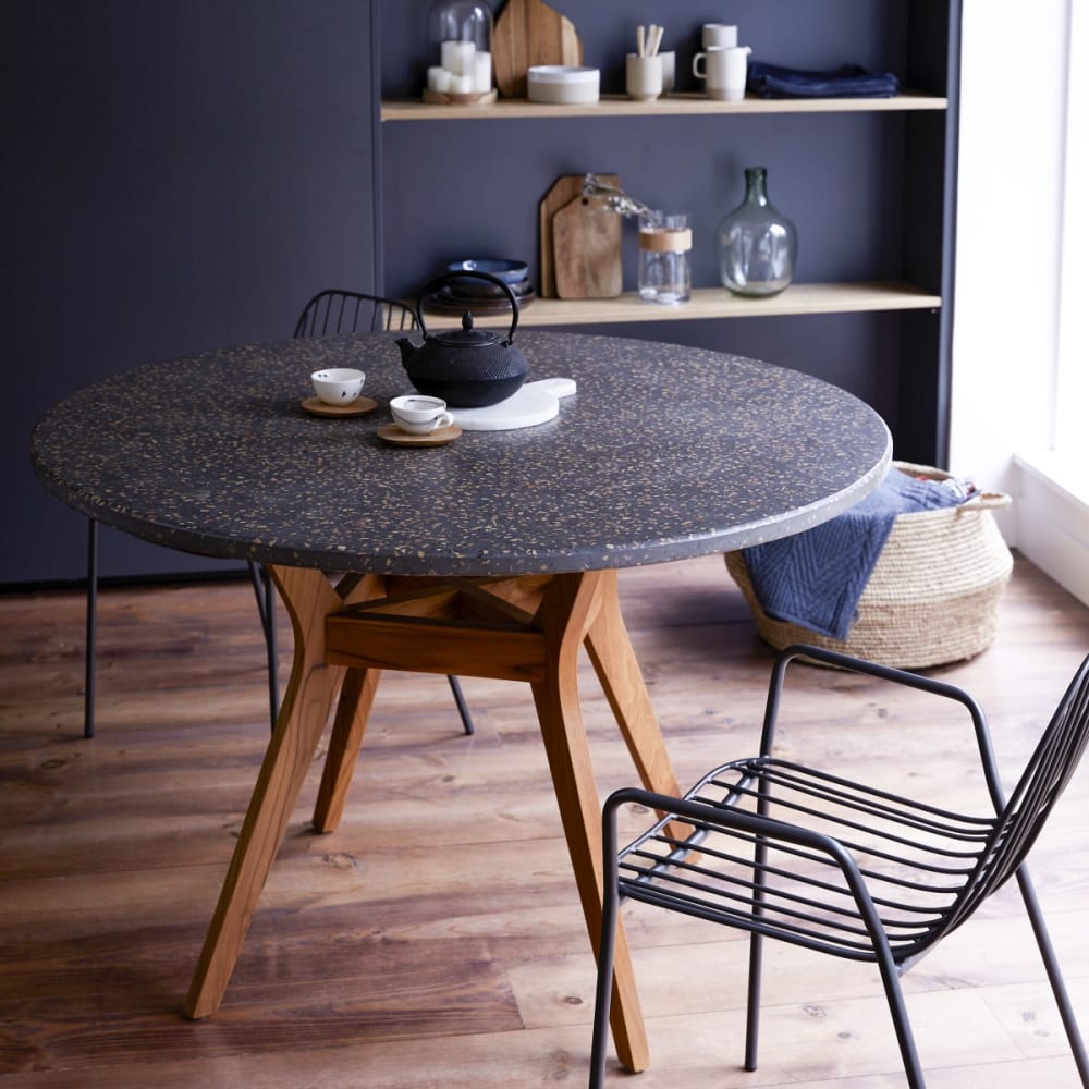 Esstisch aus massivem Teak und Terrazzo 6 Pers. - Maisons Du