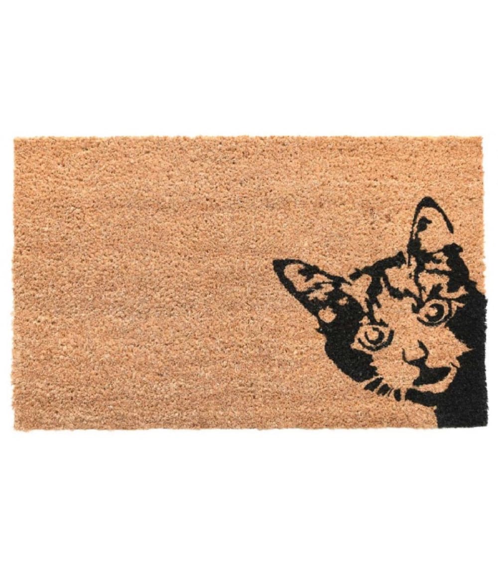 Esschert Design Paillasson coco chat peek-a-boo - 60x40cm Marron Fibre De Coco