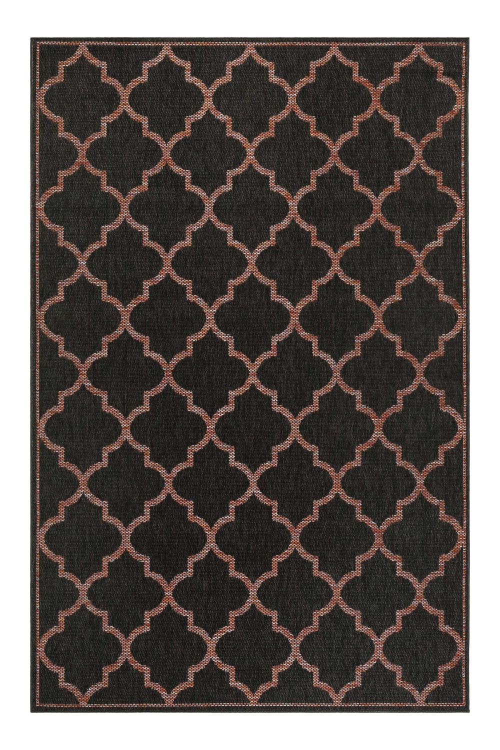 Wecon Home Tapis extérieur noir motif oriental corail pour entrée, jardin 200x133 style inspirations d'ailleurs - Pvc - Poly Chlorure De Vinyle