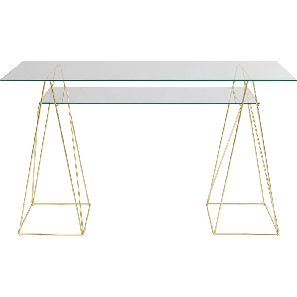 Bureau en verre et acier doré Bureau en verre et acier doré