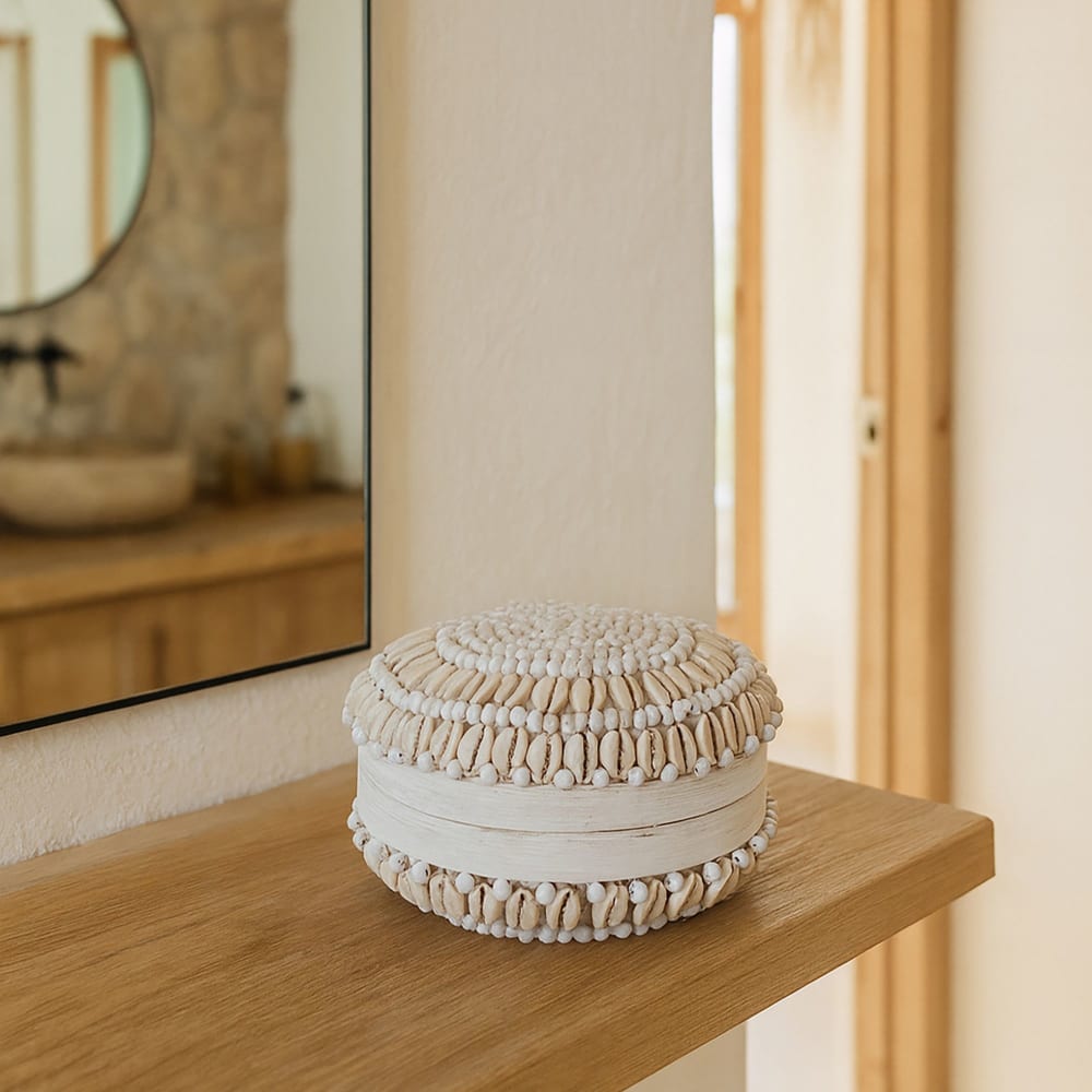 Boîte en bambou et coquillages blancs — vue 3