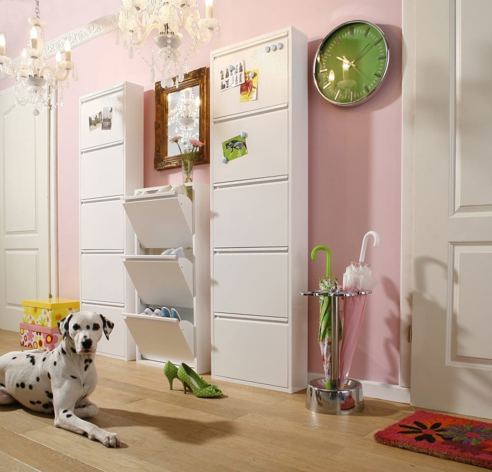 Casier à chaussures 5 tiroirs en acier blanc