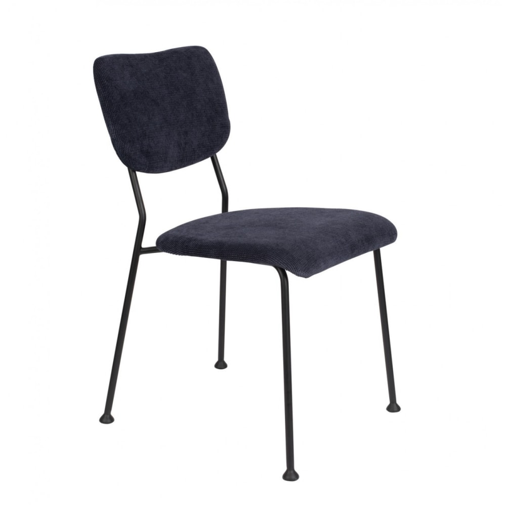 Zuiver Chaise de repas en velours bleu nuit style contemporain Bleu Velours - 0x81x47cm