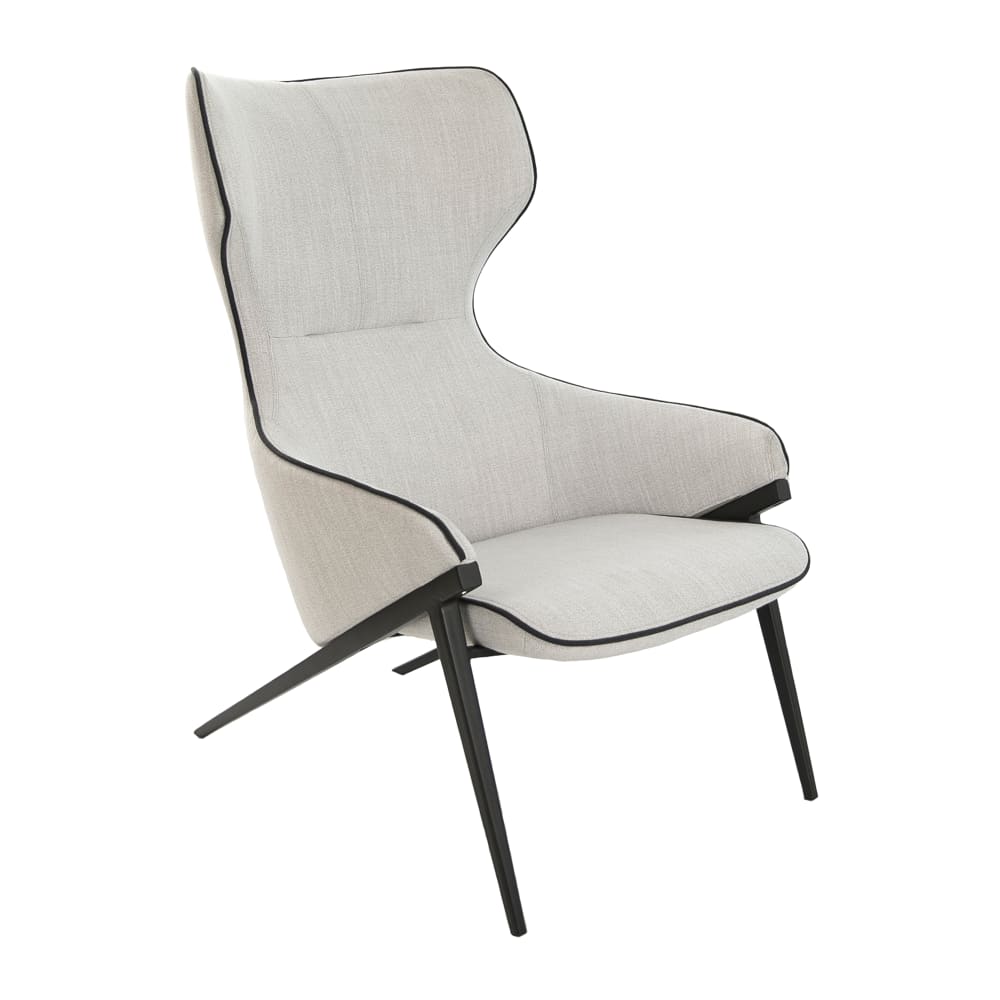 Fauteuil tissu gris et - pieds acier