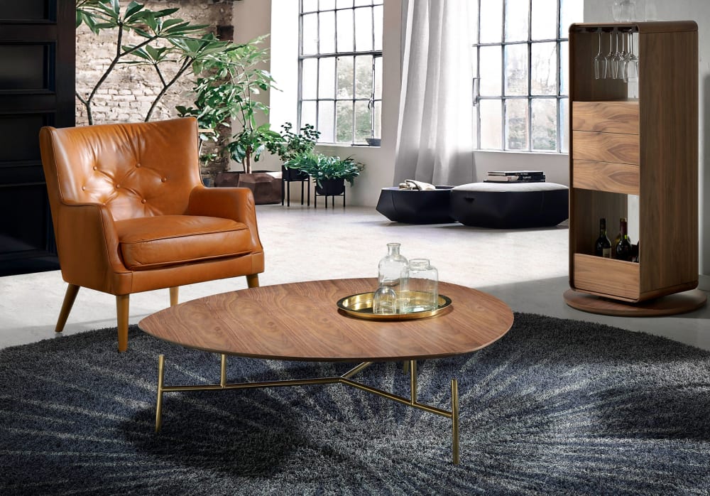 Fauteuil Confident cuir capitonné brun