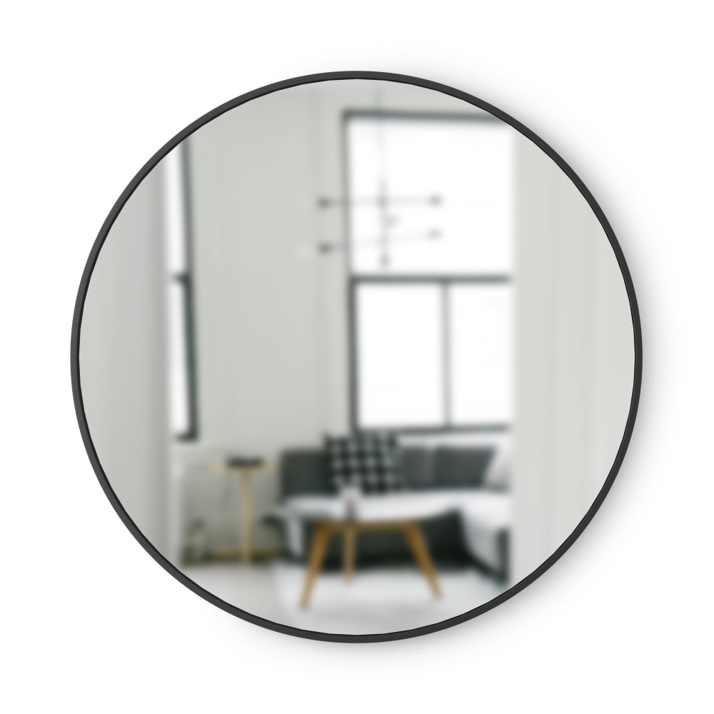 Umbra Miroir mural rond contour en caoutchouc noir dia.94cm style contemporain - Verre