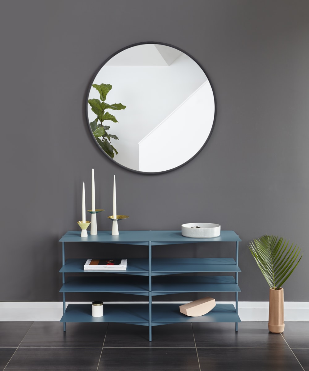 Miroir mural rond contour en caoutchouc noir dia.94cm - Maisons du Monde