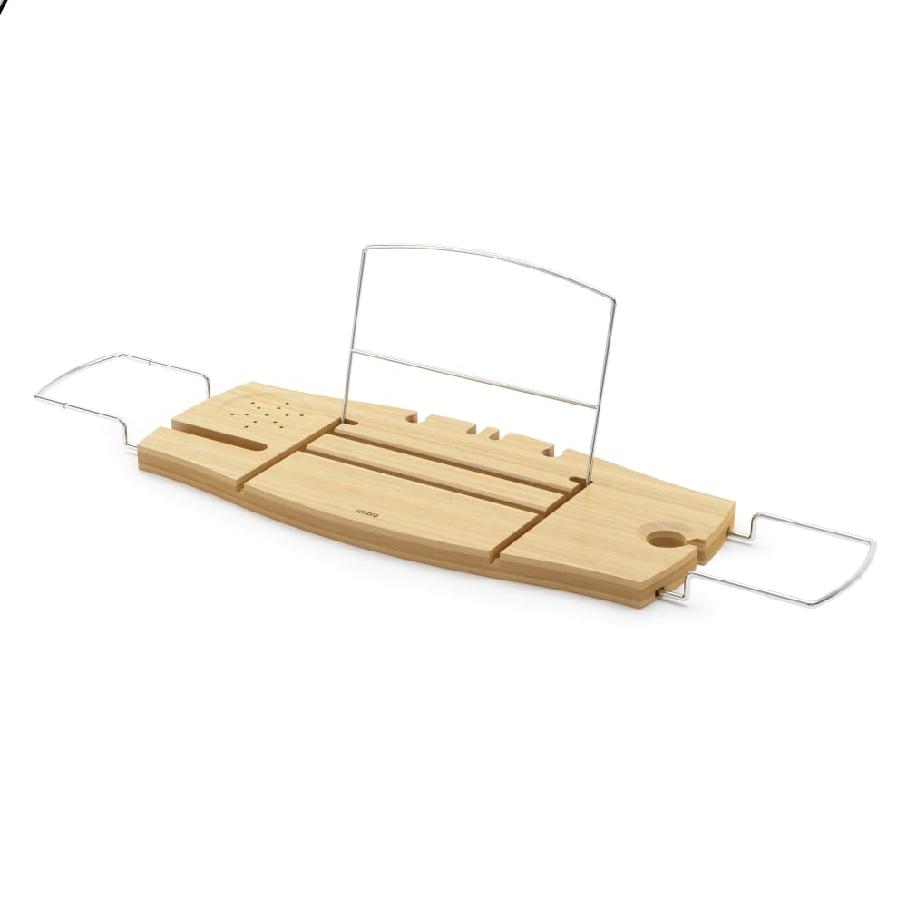 Umbra Pont de baignoire extensible en bois de bambou. style contemporain Beige