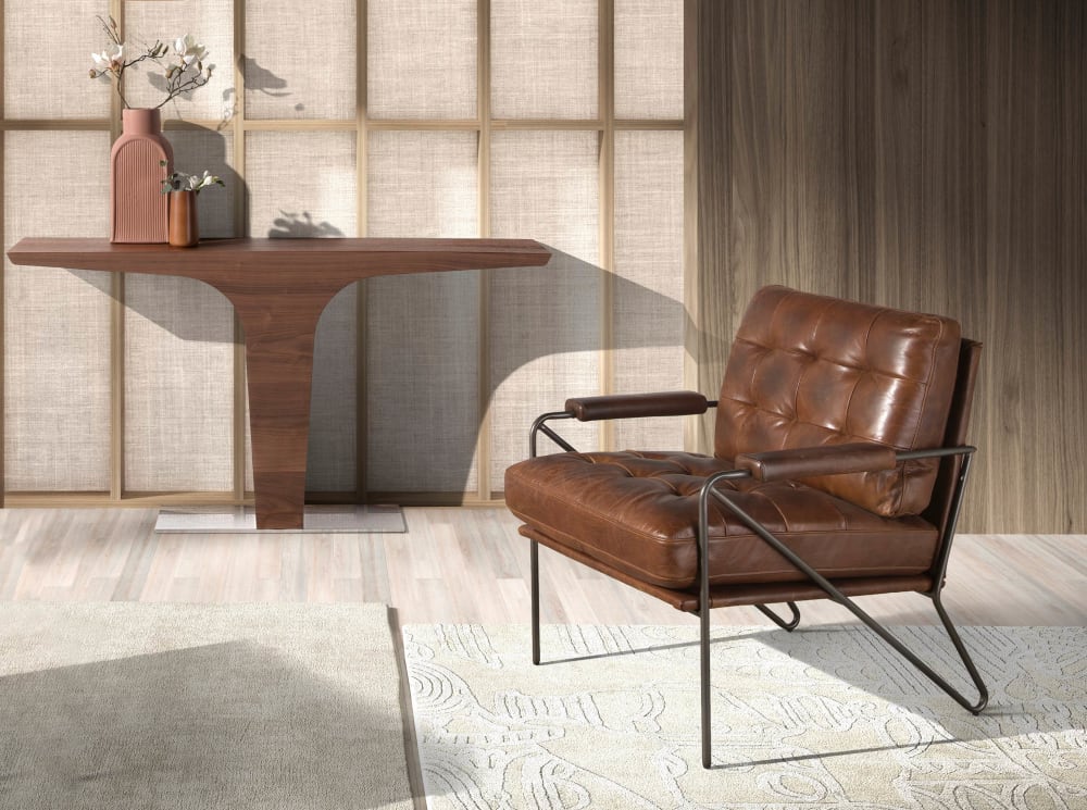 Console effet bois noyer et acier - Maisons du Monde