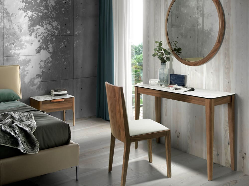 Consola rectangular mármol porcelánico y nogal - Maisons du Monde