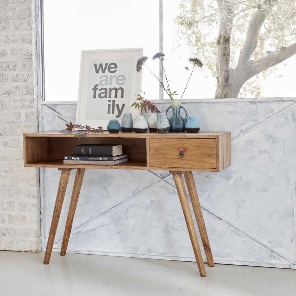 BERAH GETAH Skandinavische Konsole 1 Schublade im Sinn style modern Beige Holz