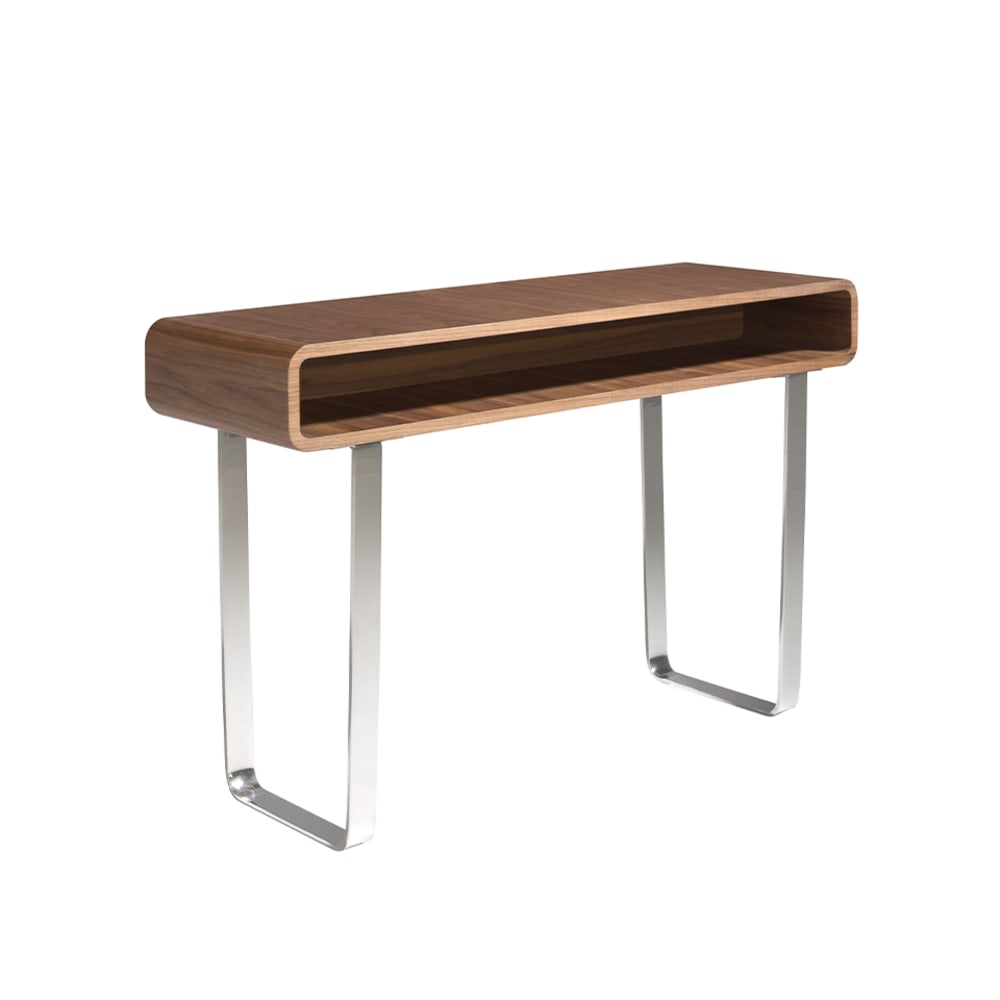 Angel Cerda Rechteckiger Konsolentisch aus Nussbaum und verchromtem Stahl style modern Braun Spanplatte
