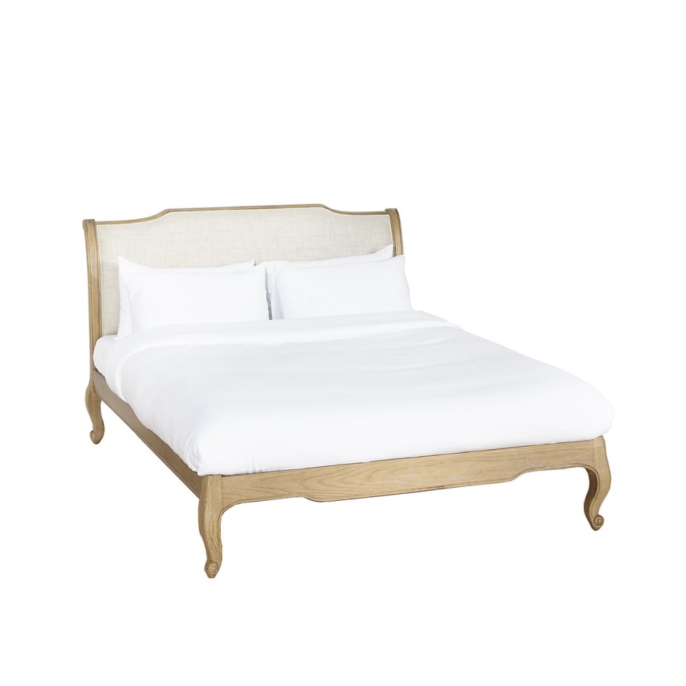 Lit 160x200 en chêne et lin premium teinte claire