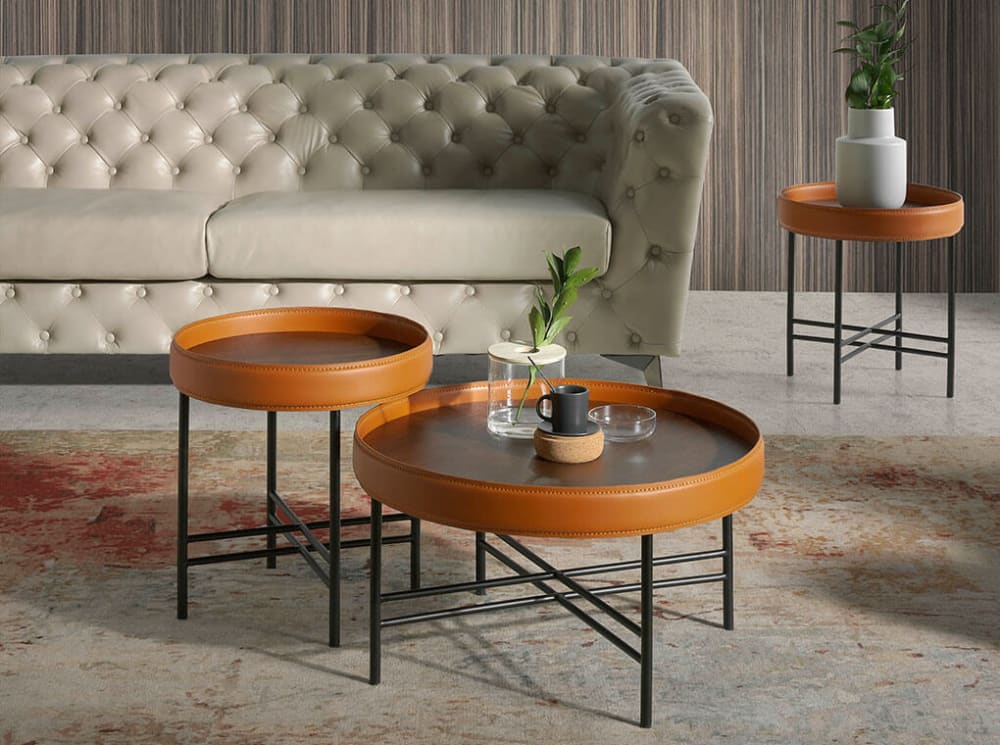 Table basse en bois cognac et acier noir - Maisons du Monde