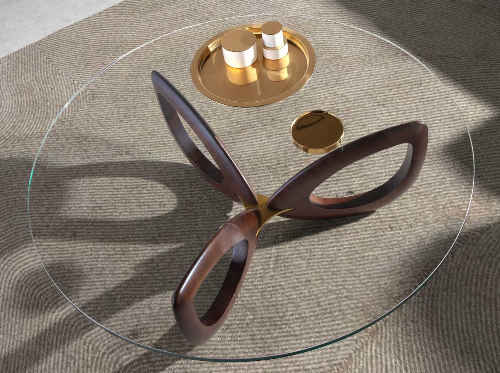 Table basse effet bois noyer et verre - Maisons du Monde