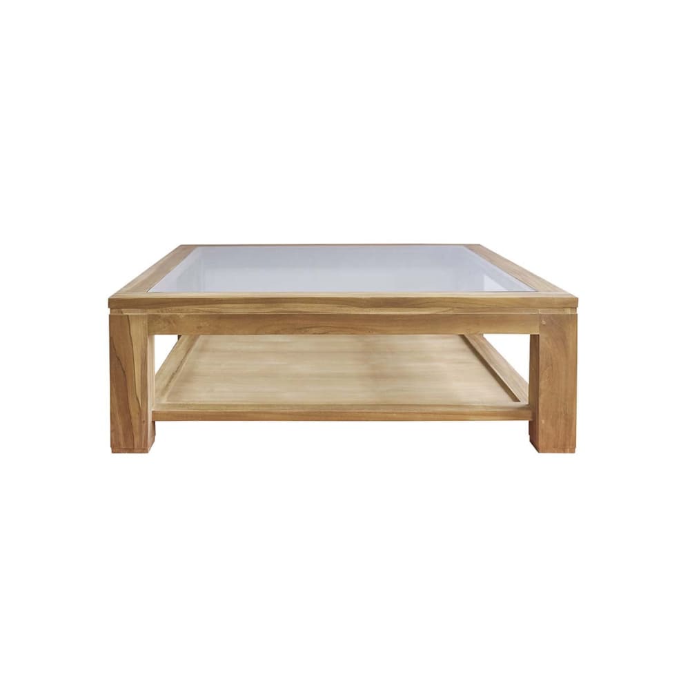 Table basse en teck massif vitrée - Maisons du Monde