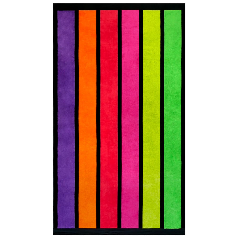 Serviette de plage éponge velours muticlore happy fresh 100 x 175