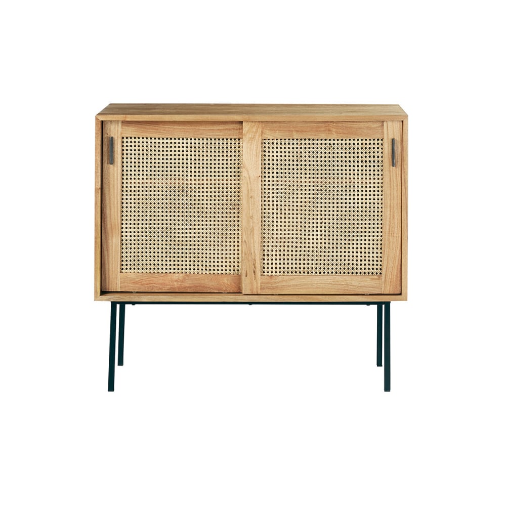 Commode en mindi massif et cannage 100 cm