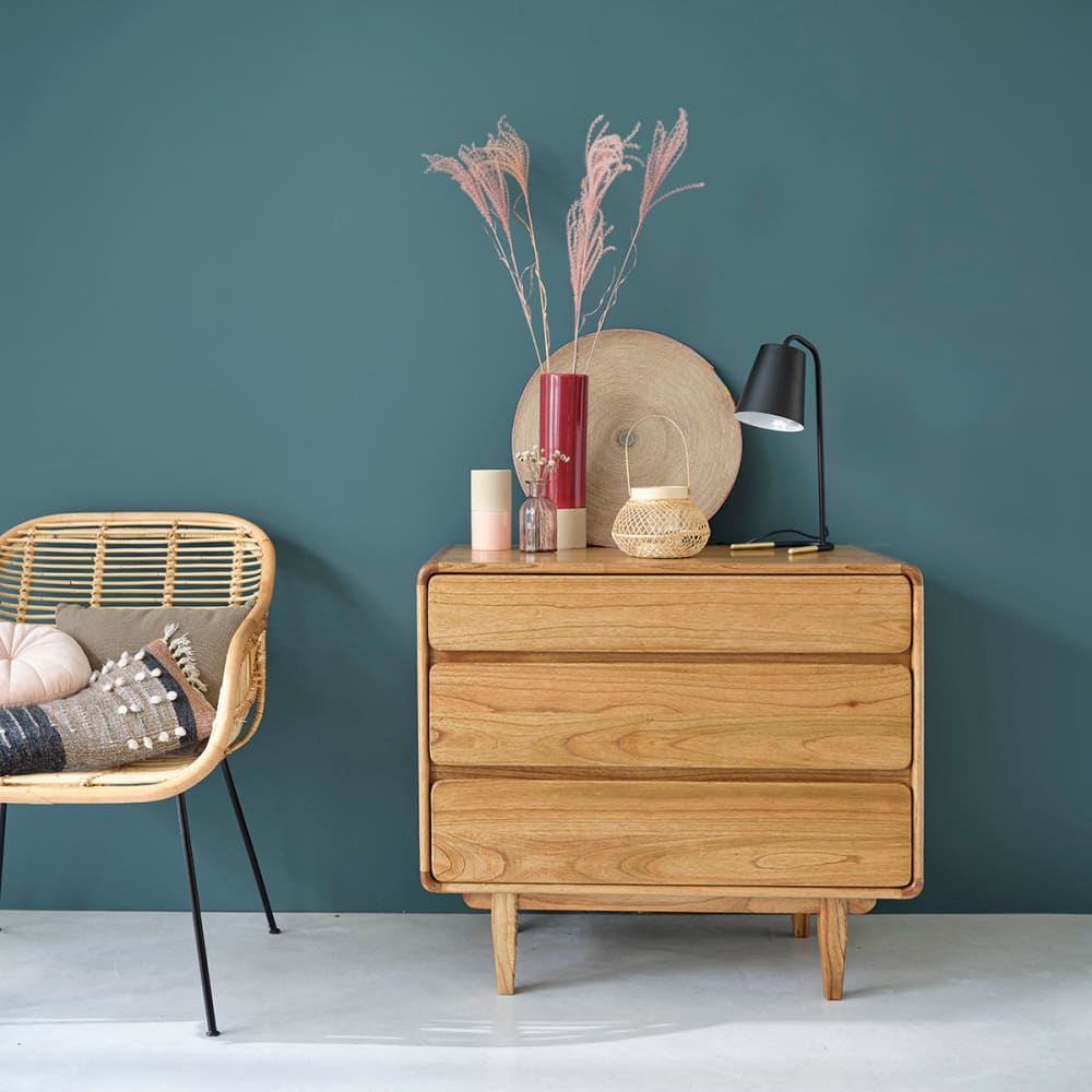 BERAH GETAH Commode en mindi massif 90 cm style contemporain Beige Bois - 90x80x50cm