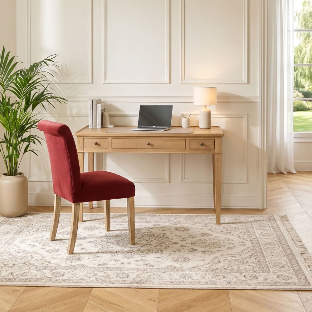 Bureau en chêne style shabby chic, 3 tiroirs marron - Maisons du Monde