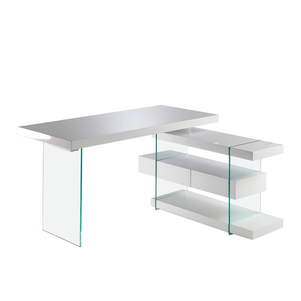 Angel Cerda Schreibtisch aus weißem Holz und gehärtetem Glas style modern - Spanplatte