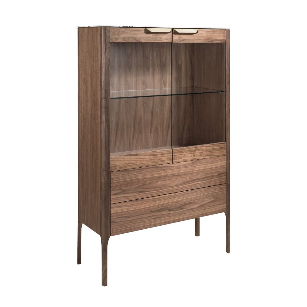 Vitrine effet bois noyer et verre