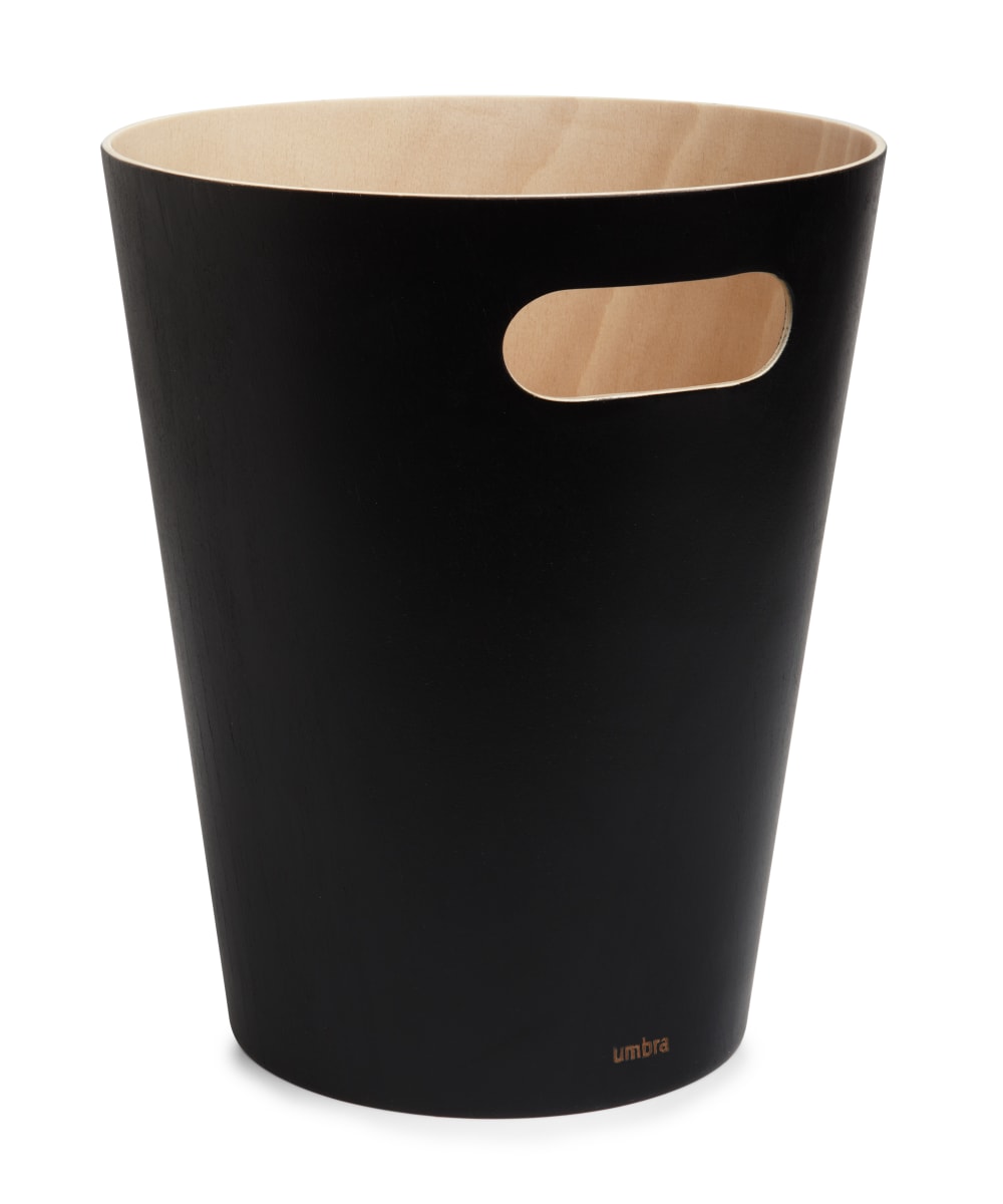 Corbeille bois 7.5L noir et bois