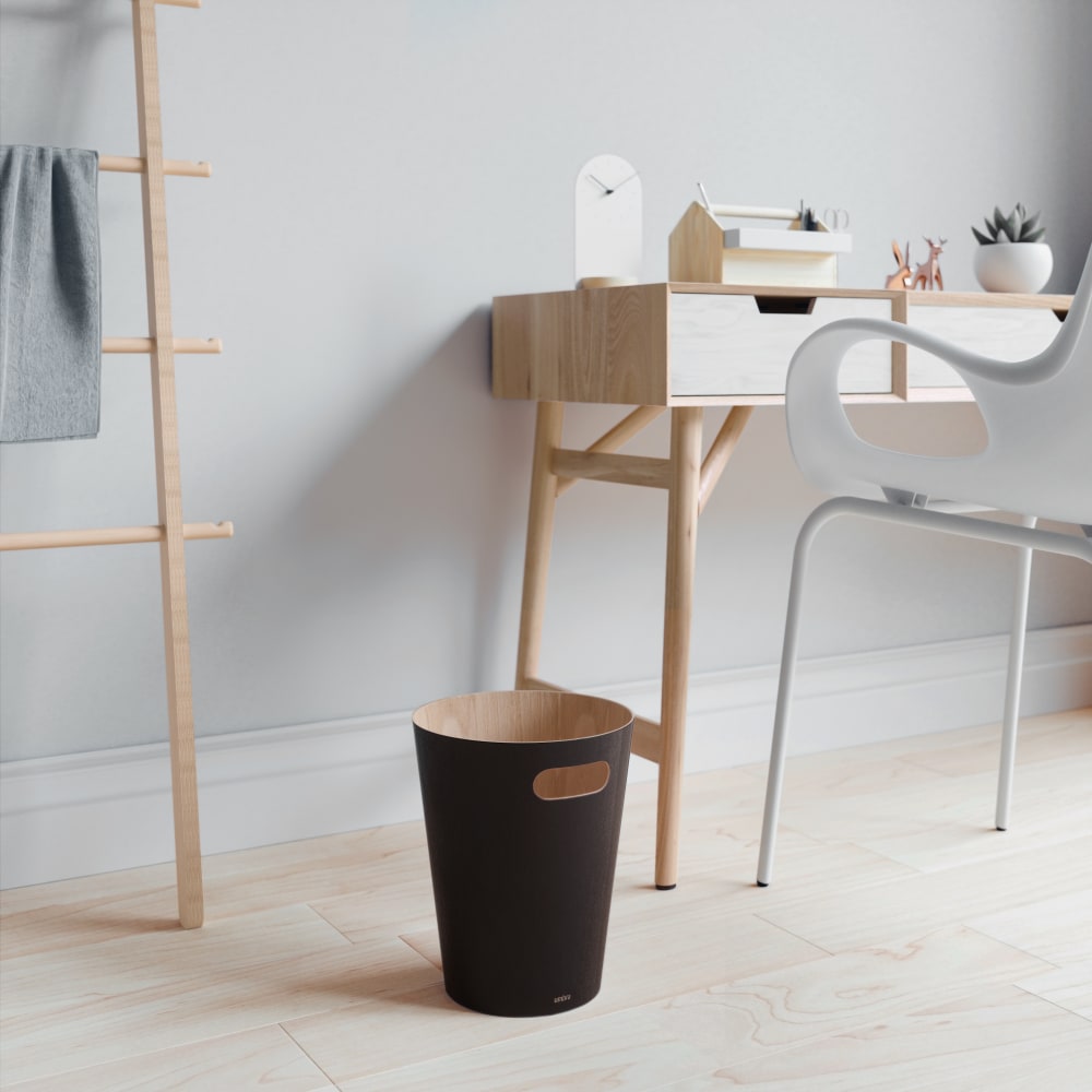Corbeille bois 7.5L noir et bois — vue 3