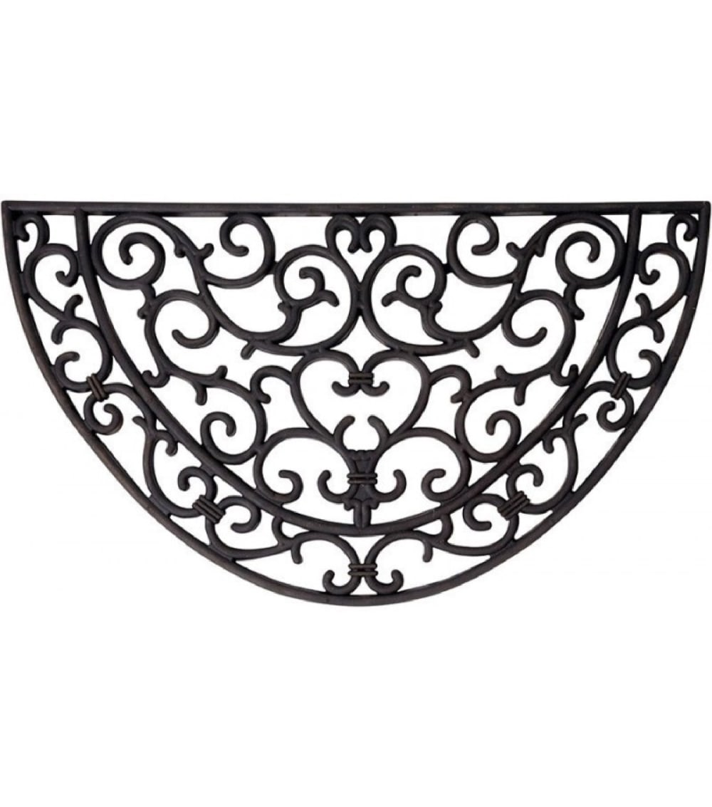 ESSCHERT DESIGN Paillasson en caoutchouc noir, forme demi-lune, avec motifs arabesques. Dimensions: 68x40x1.5m - Matière: Caoutchouc - Couleur: Noir