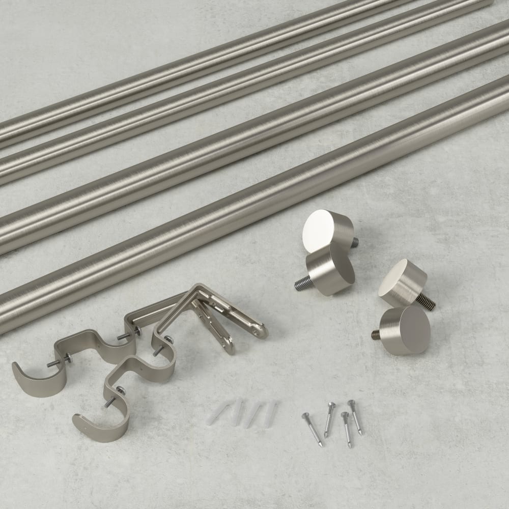Doppelgardinenstange - 91 bis 167 cm, Nickel, D25 mm - Maisons Du
