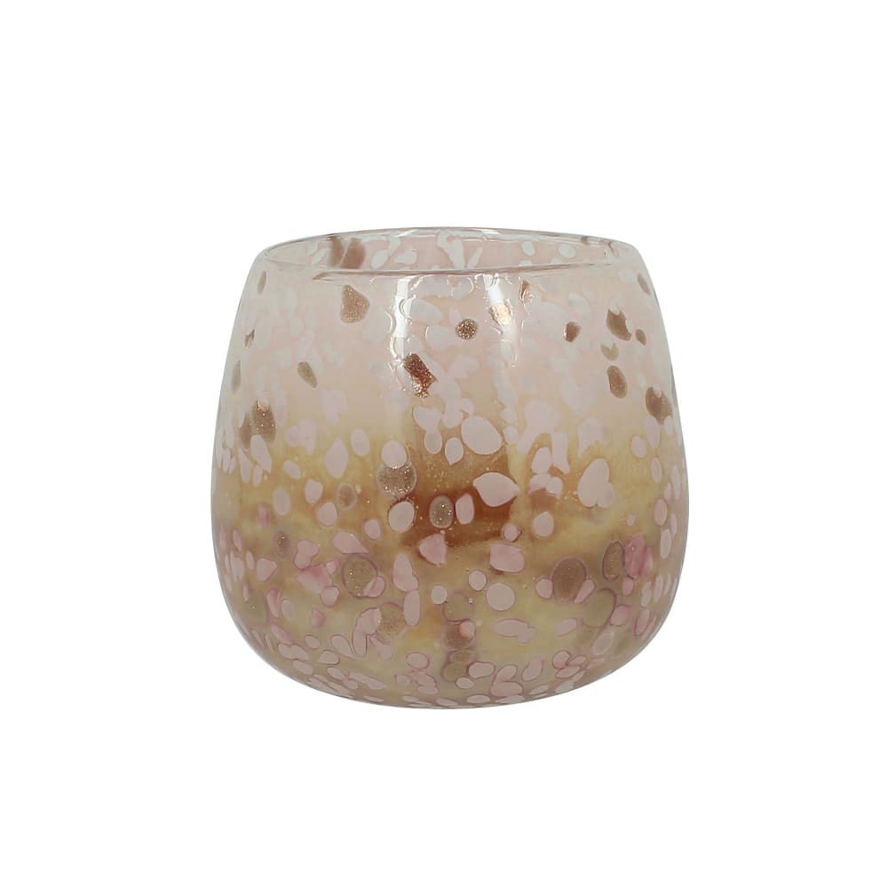 Pot rose poudré en verre soufflé h12cm