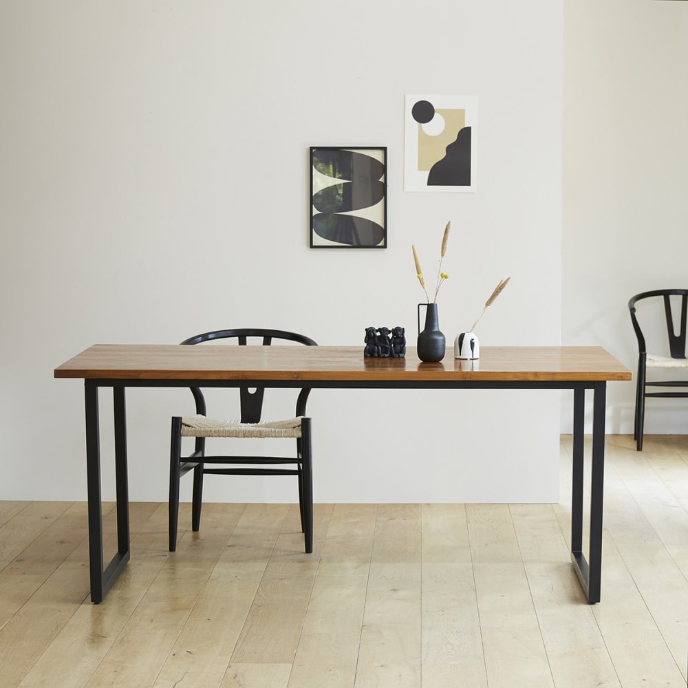 BERAH GETAH Esstisch aus Teakholz und Metall style industrial Beige