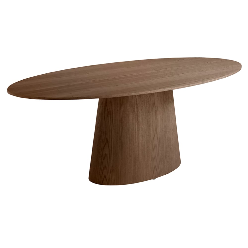 Tavolo da pranzo ovale noce - Modello Contemporaneo - Marrone - Pannello di particelle
