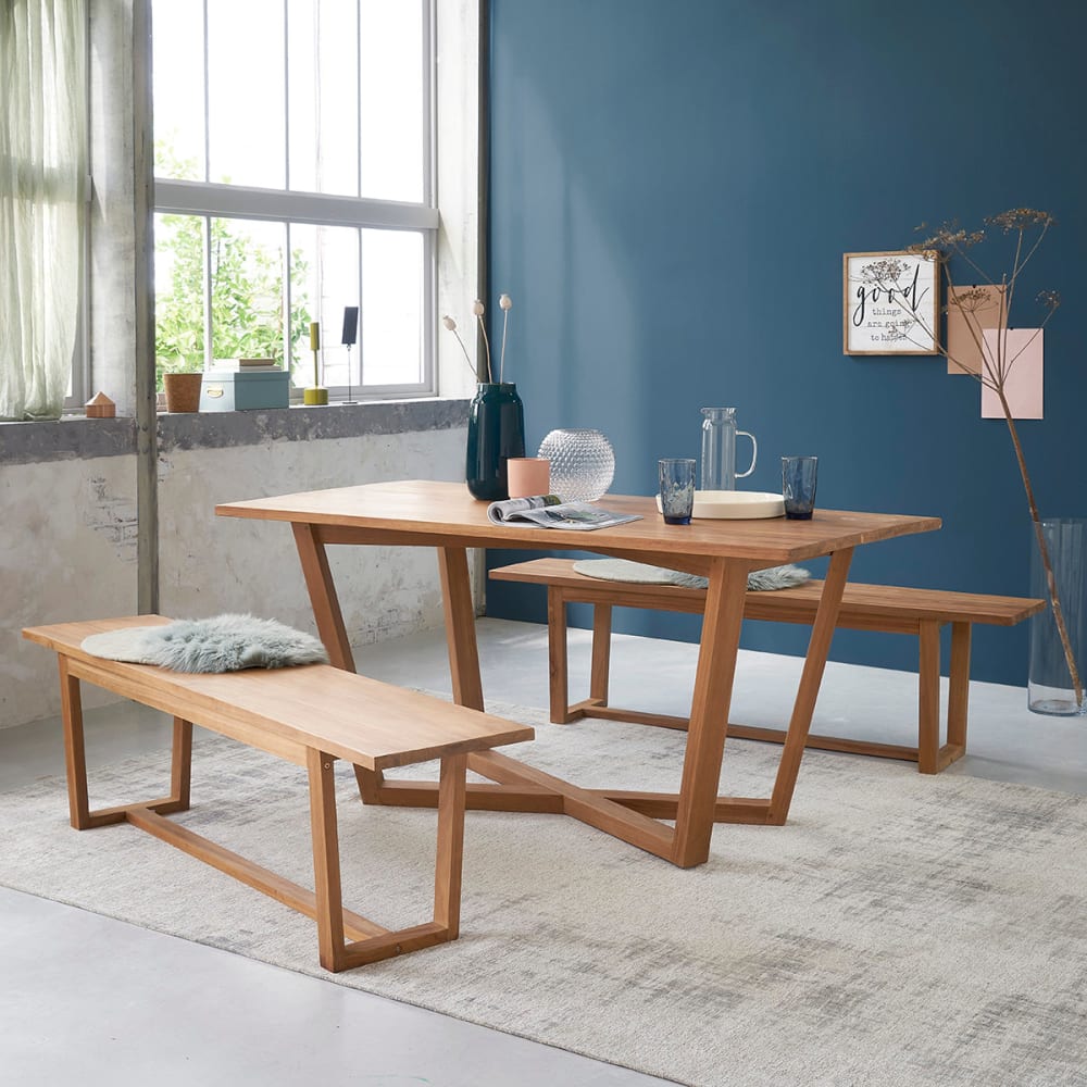 BERAH GETAH Esstisch aus Teakholz für 8 Personen style modern Beige
