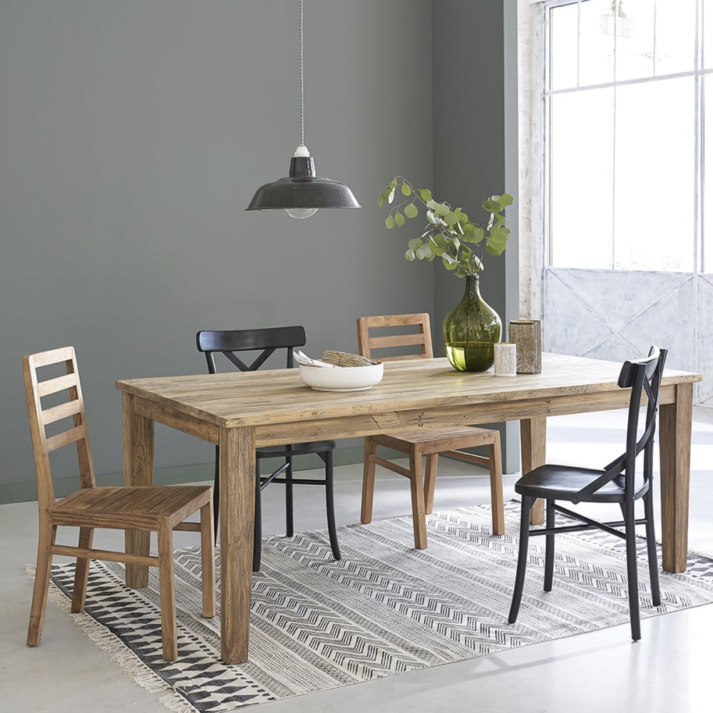 BERAH GETAH Ausziehbarer Tisch aus recyceltem Teakholz 14 Personen style modern Beige